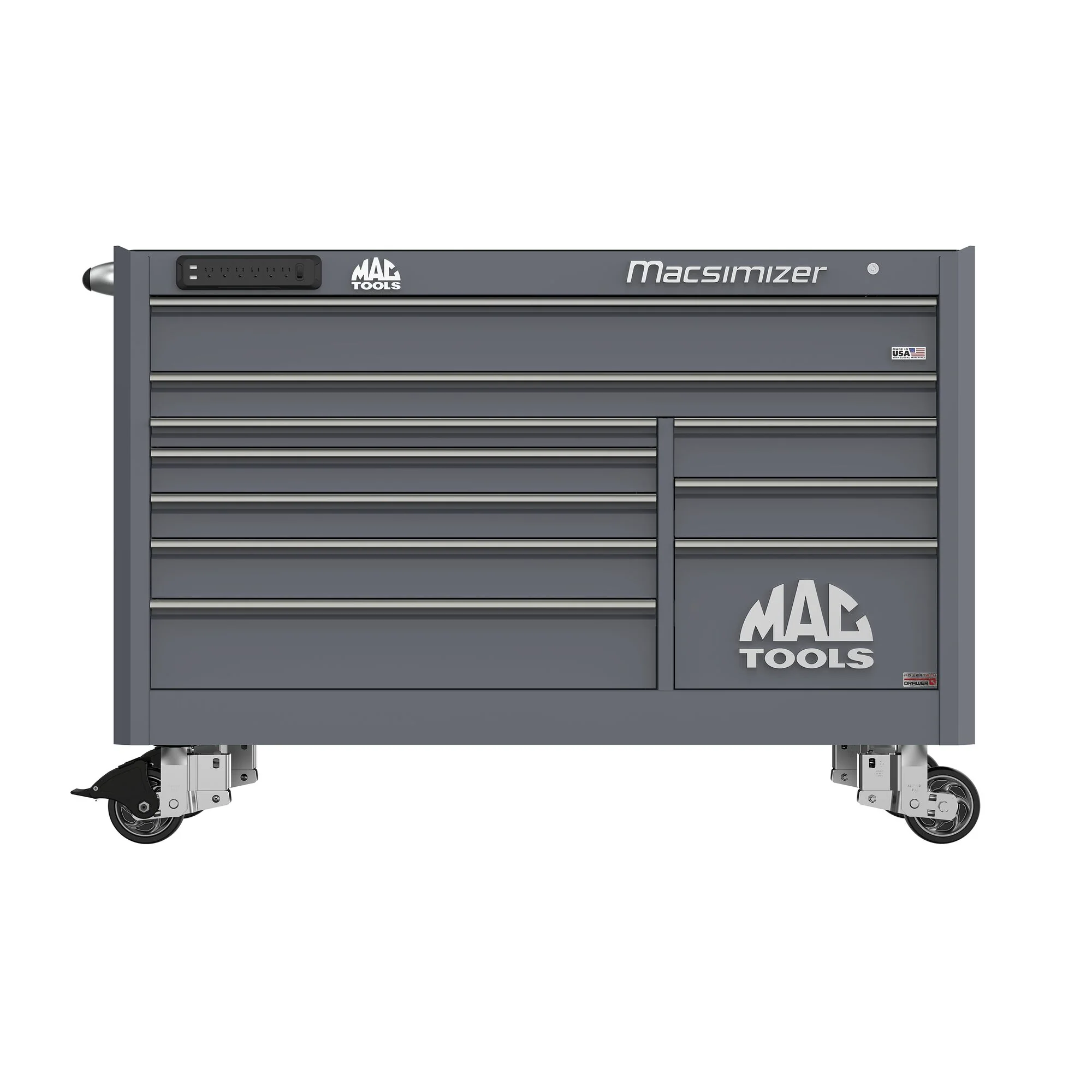 Macsimizer® Series 10-Drawer Workstation with PowerTech™ Drawer - Carbon Gray - Image 3