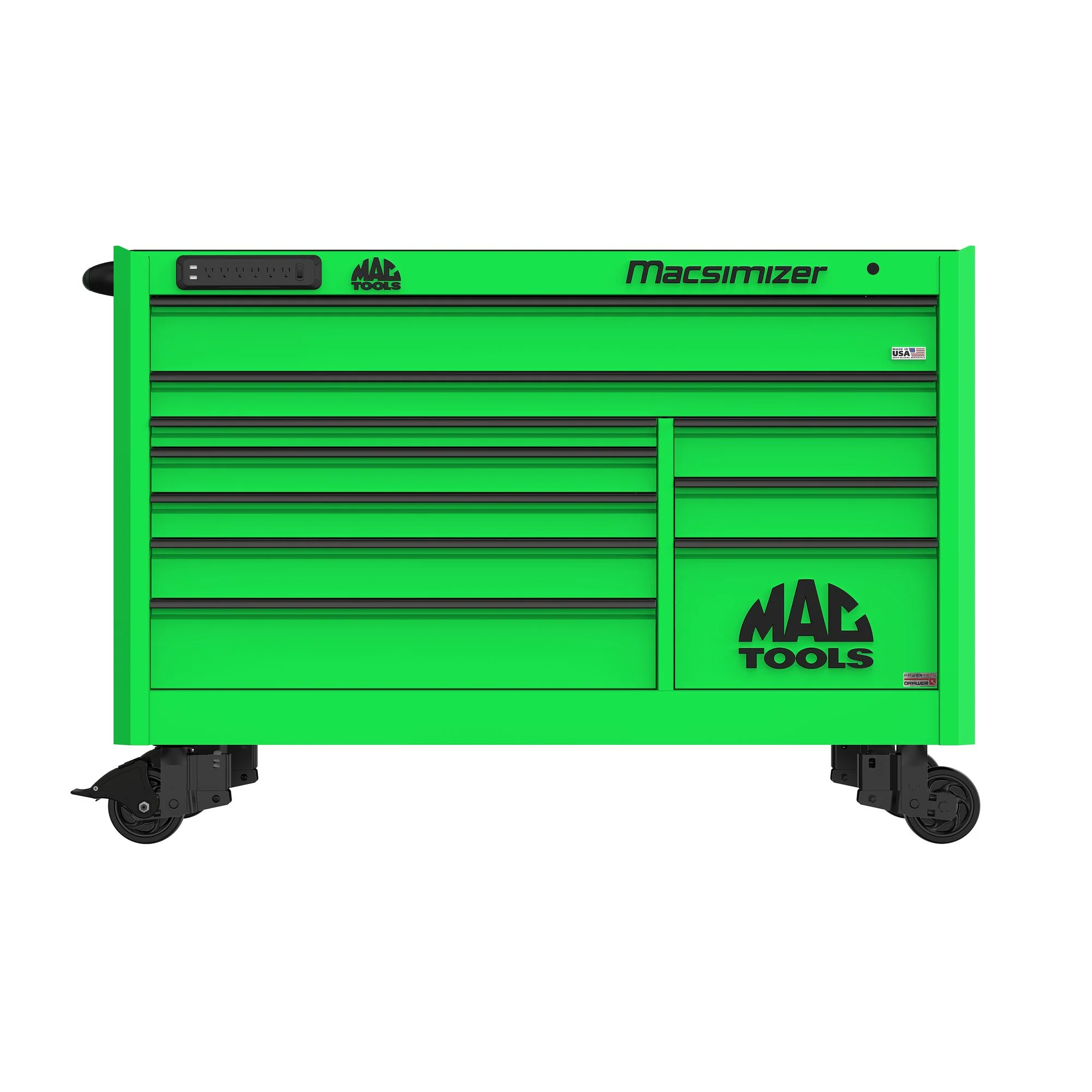 Macsimizer® Series 10-Drawer Workstation with PowerTech™ Drawer - Lime Green - Image 3