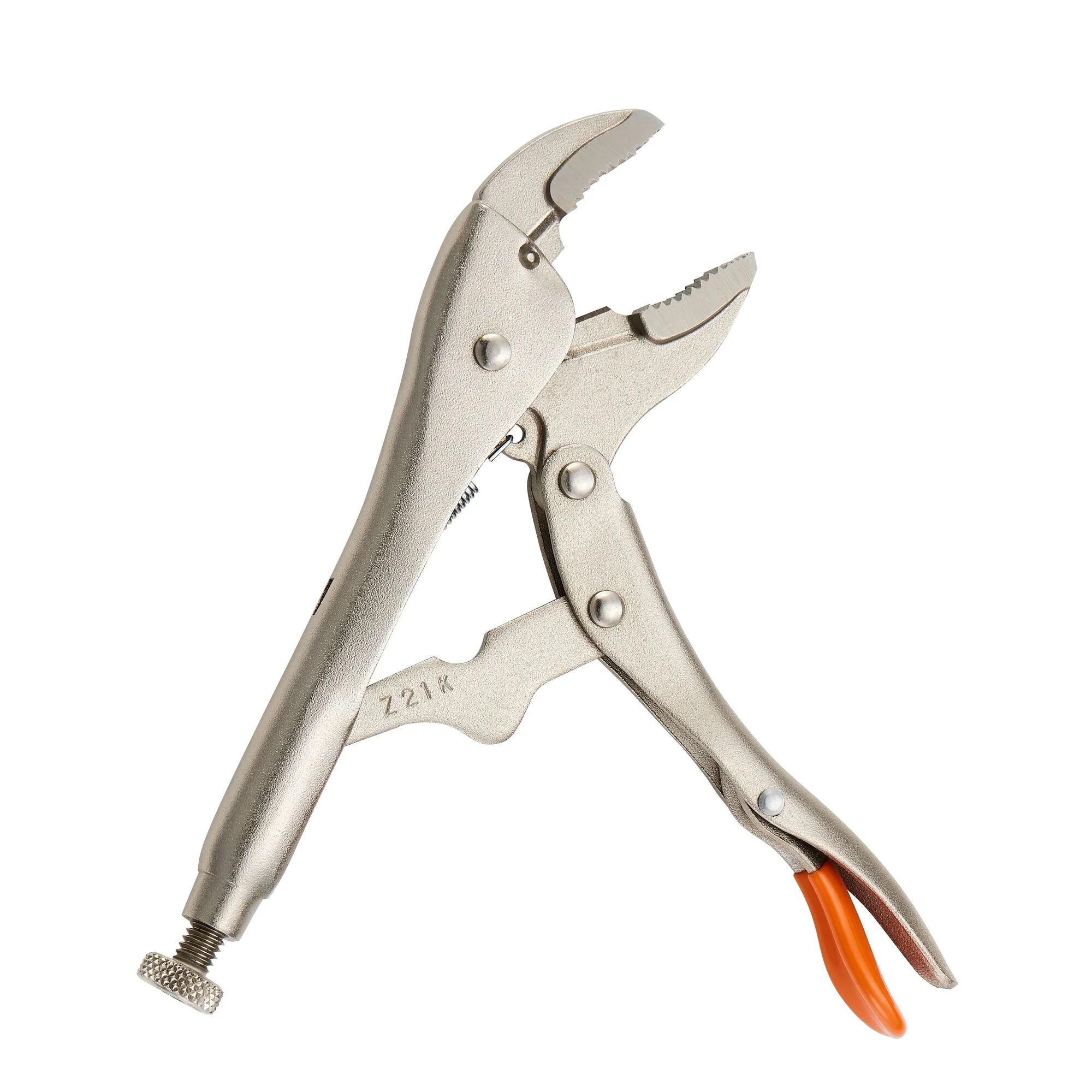 7" Curved Jaw Trigger Release Locking Pliers with Wire Cutter - Orange - Image 4