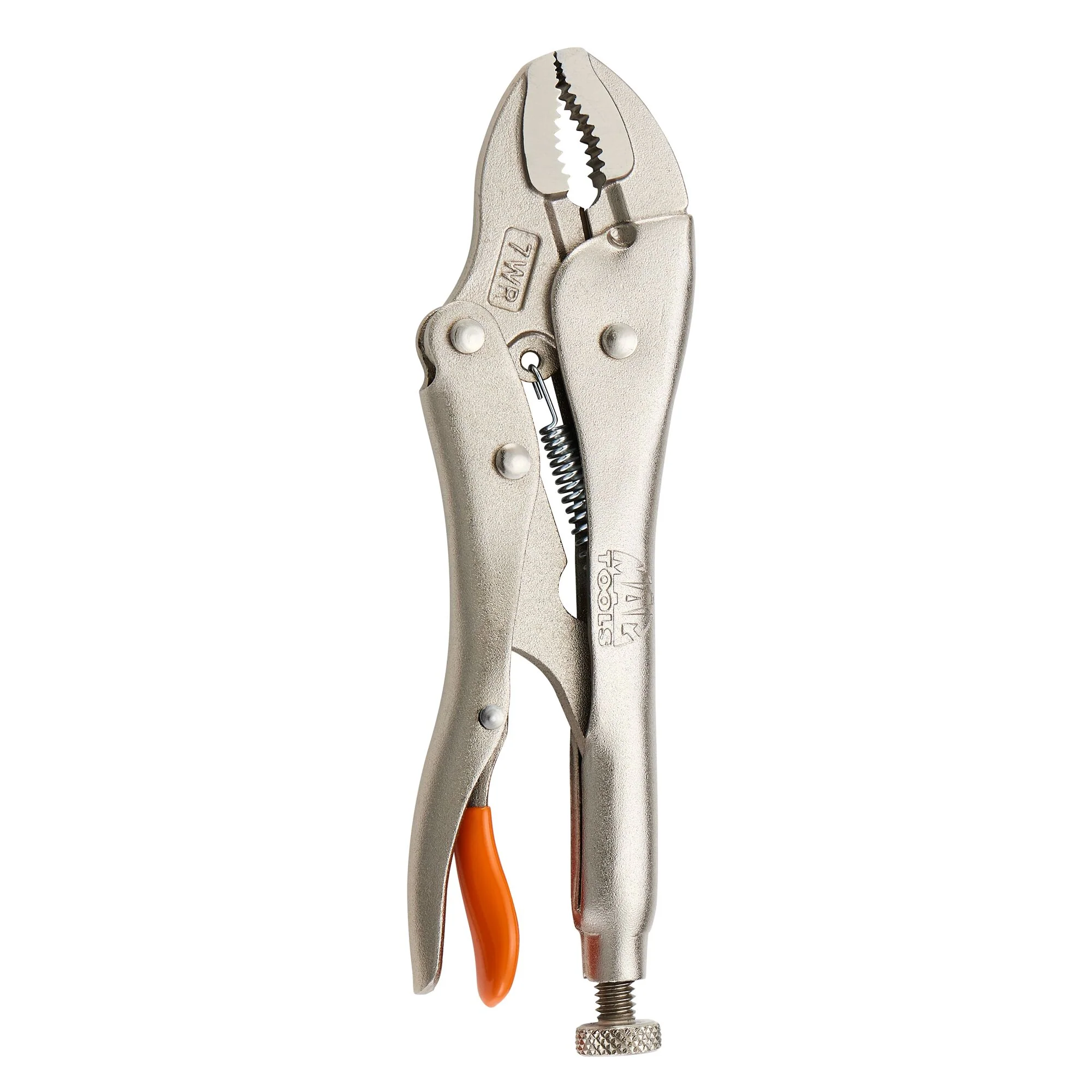 7" Curved Jaw Trigger Release Locking Pliers with Wire Cutter - Orange - Image 5