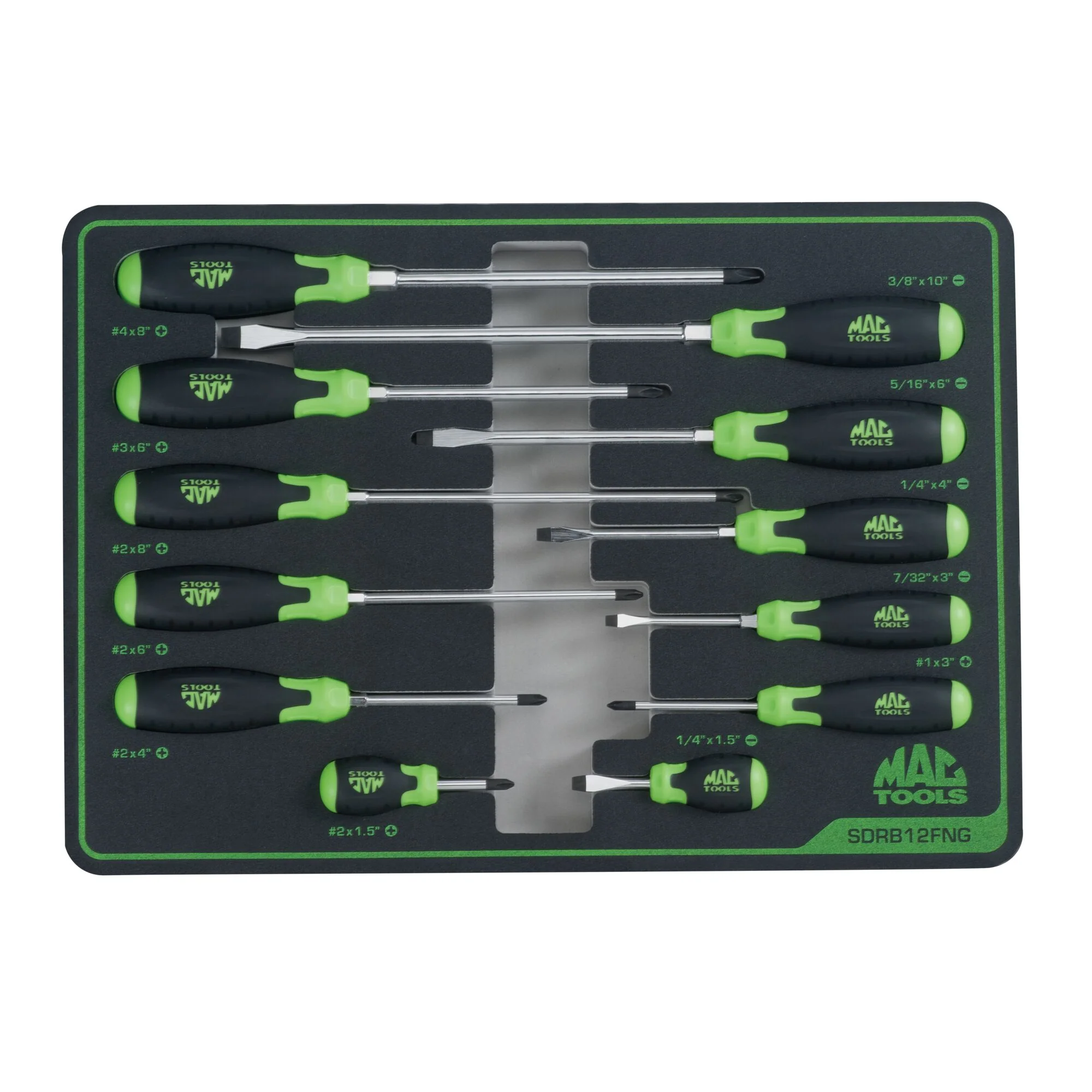 12-PC. Screwdriver Set in Foam – Green - Image 2
