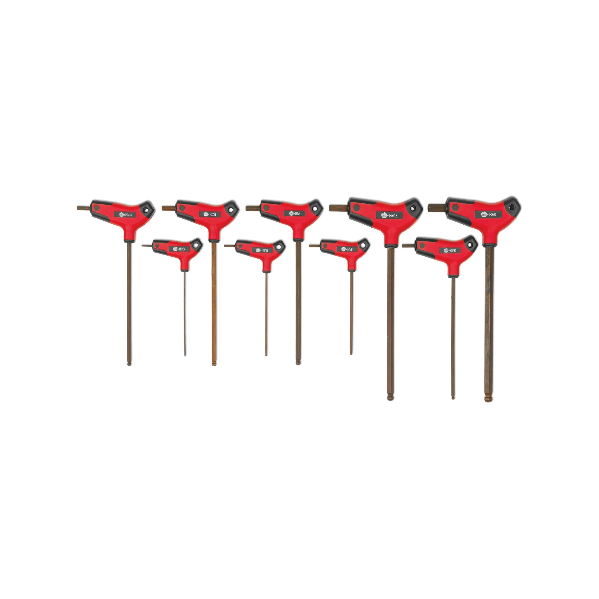 9-PC. SAE Bi-Material T-Handle Ball-End Hex Key Set - Image 2