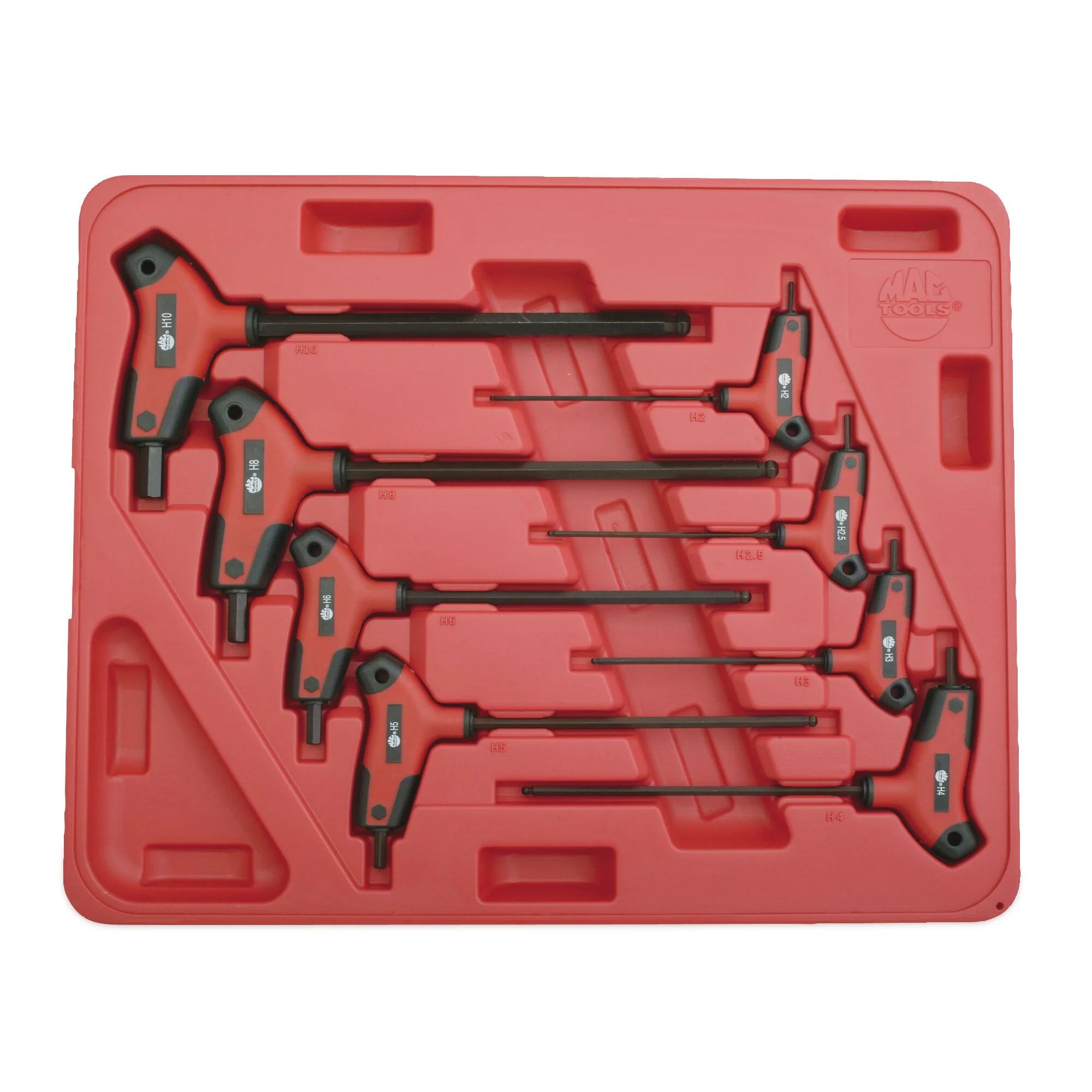 8-PC. Metric Bi-Material T-Handle Ball-End Hex Key Set - Image 2