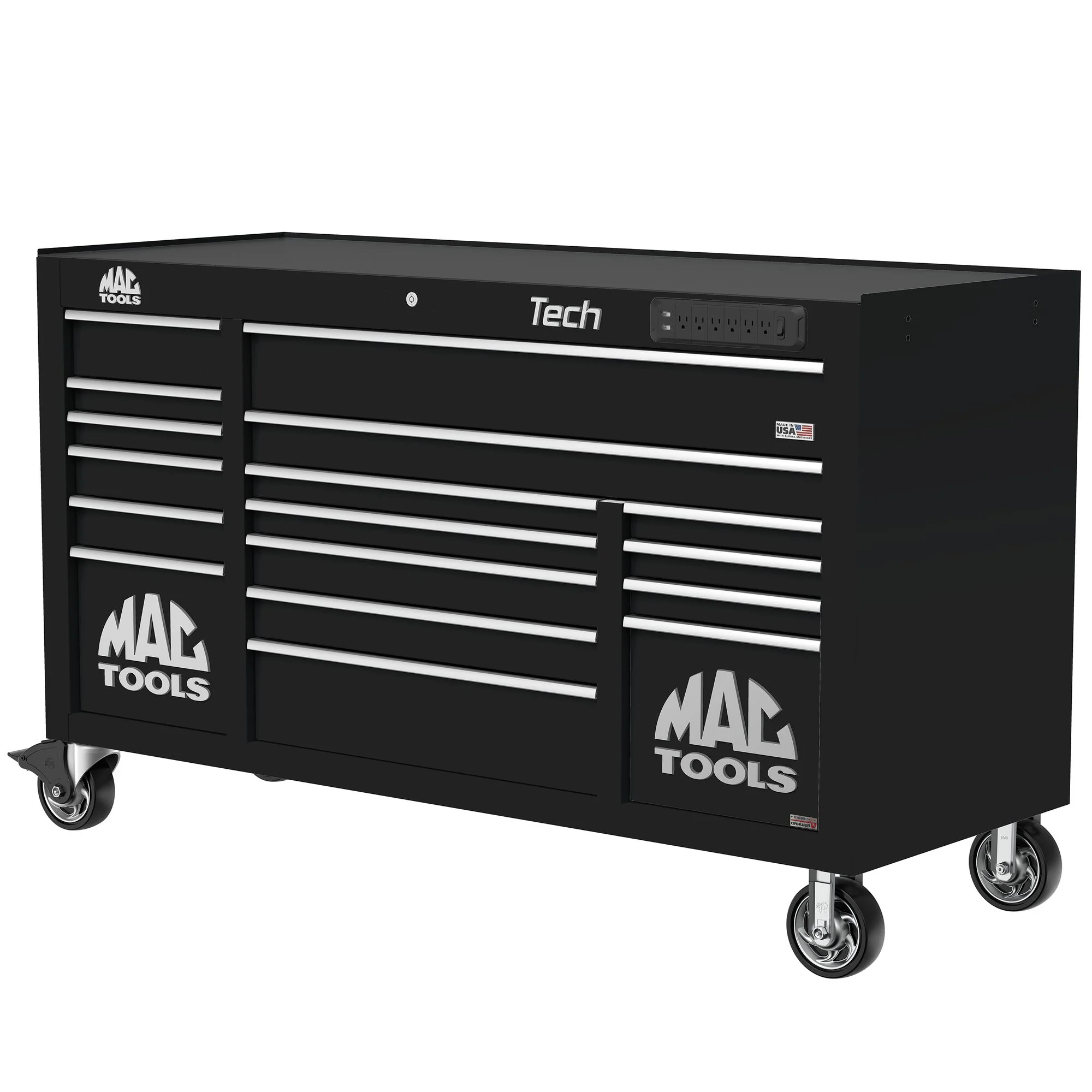 Tech™ Series 16-Drawer Workstation with PowerTech™ Drawer - Galaxy Black